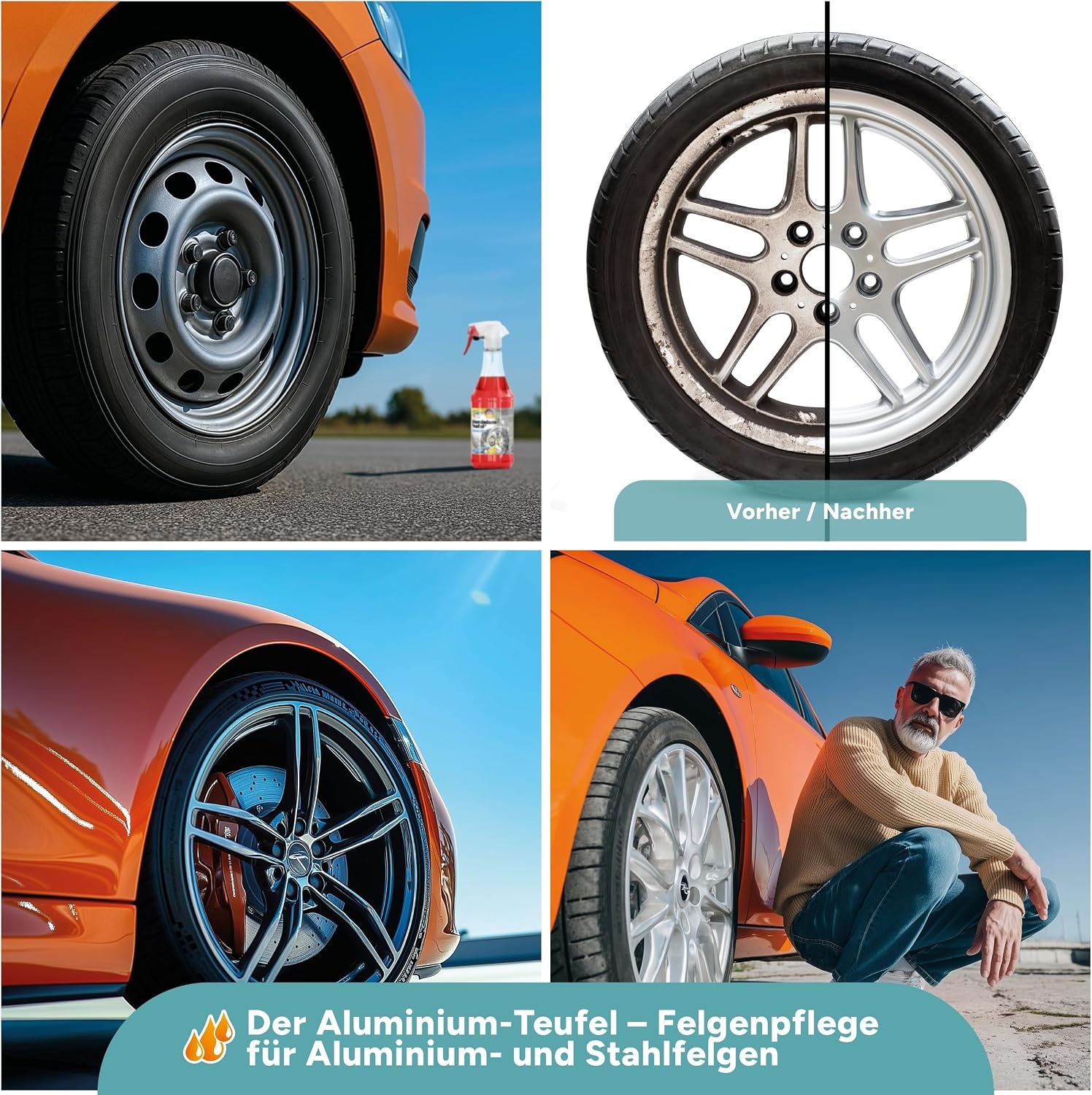 image:imageTUGA Chemie AluminiumTeufel Felgenreiniger surehaltig extra stark gegen Bremsstaub amp Flugrost fr Alu und Stahlfelgen 1L Sprhflasche Made in Germany1 l 1er Pack