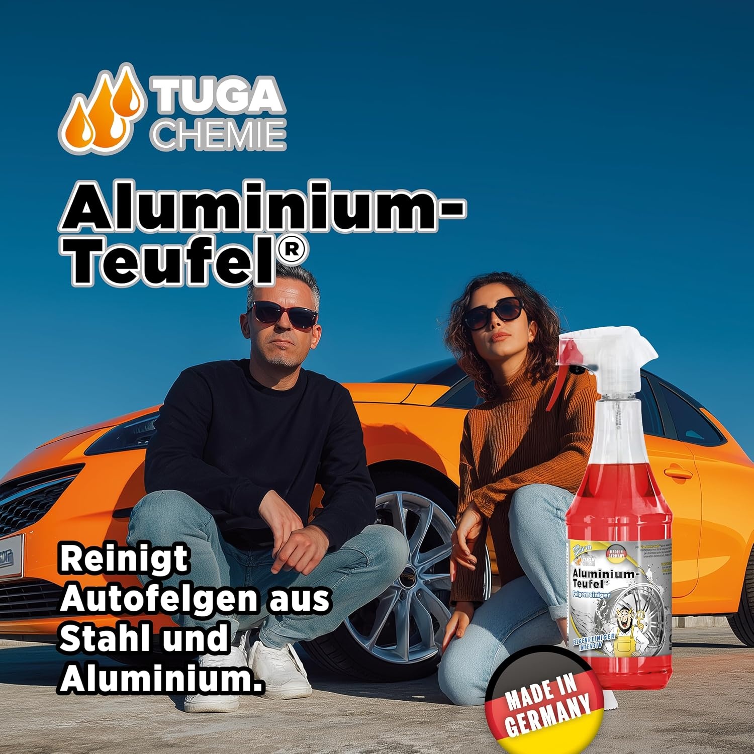 image:imageTUGA Chemie AluminiumTeufel Felgenreiniger surehaltig extra stark gegen Bremsstaub amp Flugrost fr Alu und Stahlfelgen Felgenreiniger 5 L Kanister Made in Germany