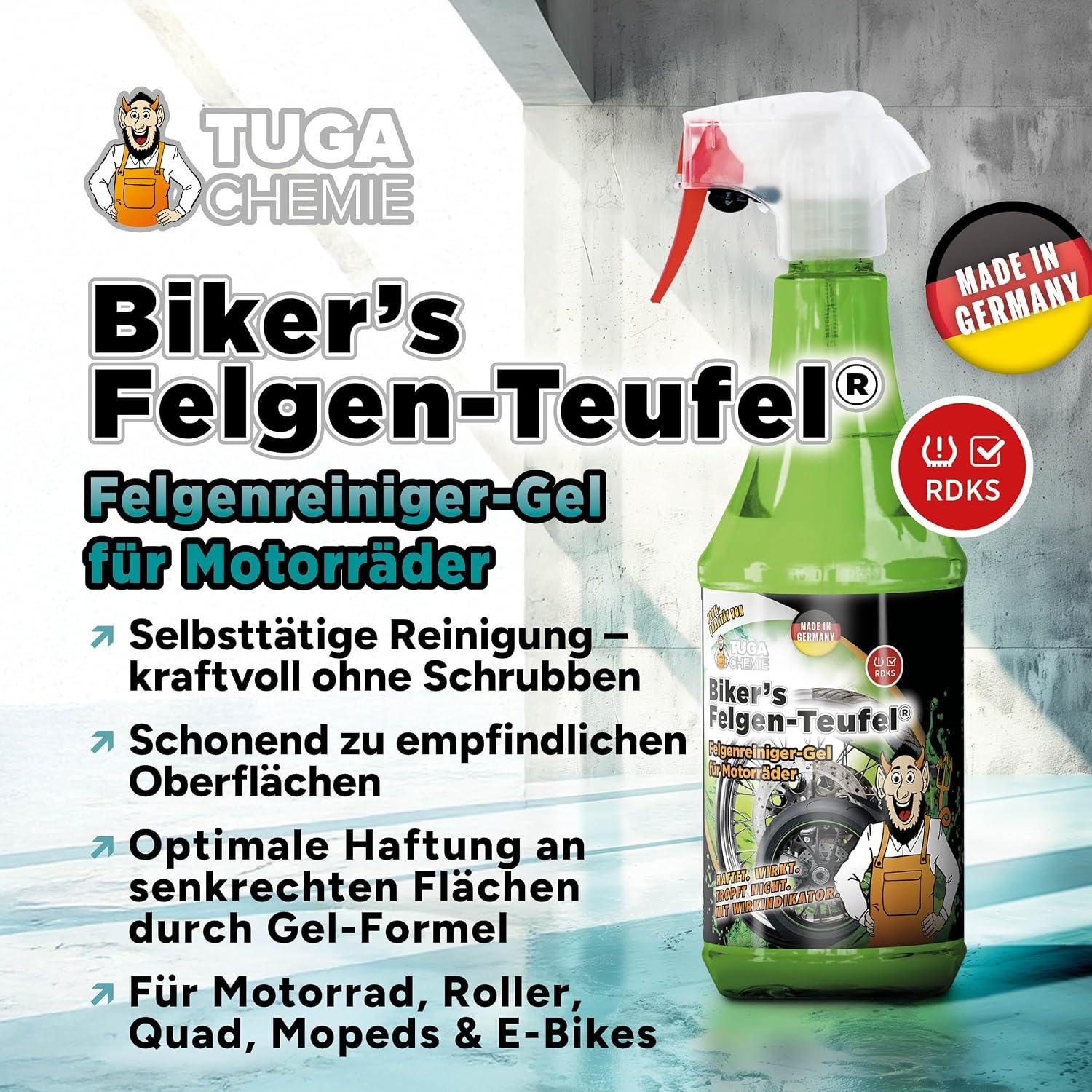 image:imageTUGA Chemie Bikers Felgen Teufel Motorrad Felgenreiniger 1L