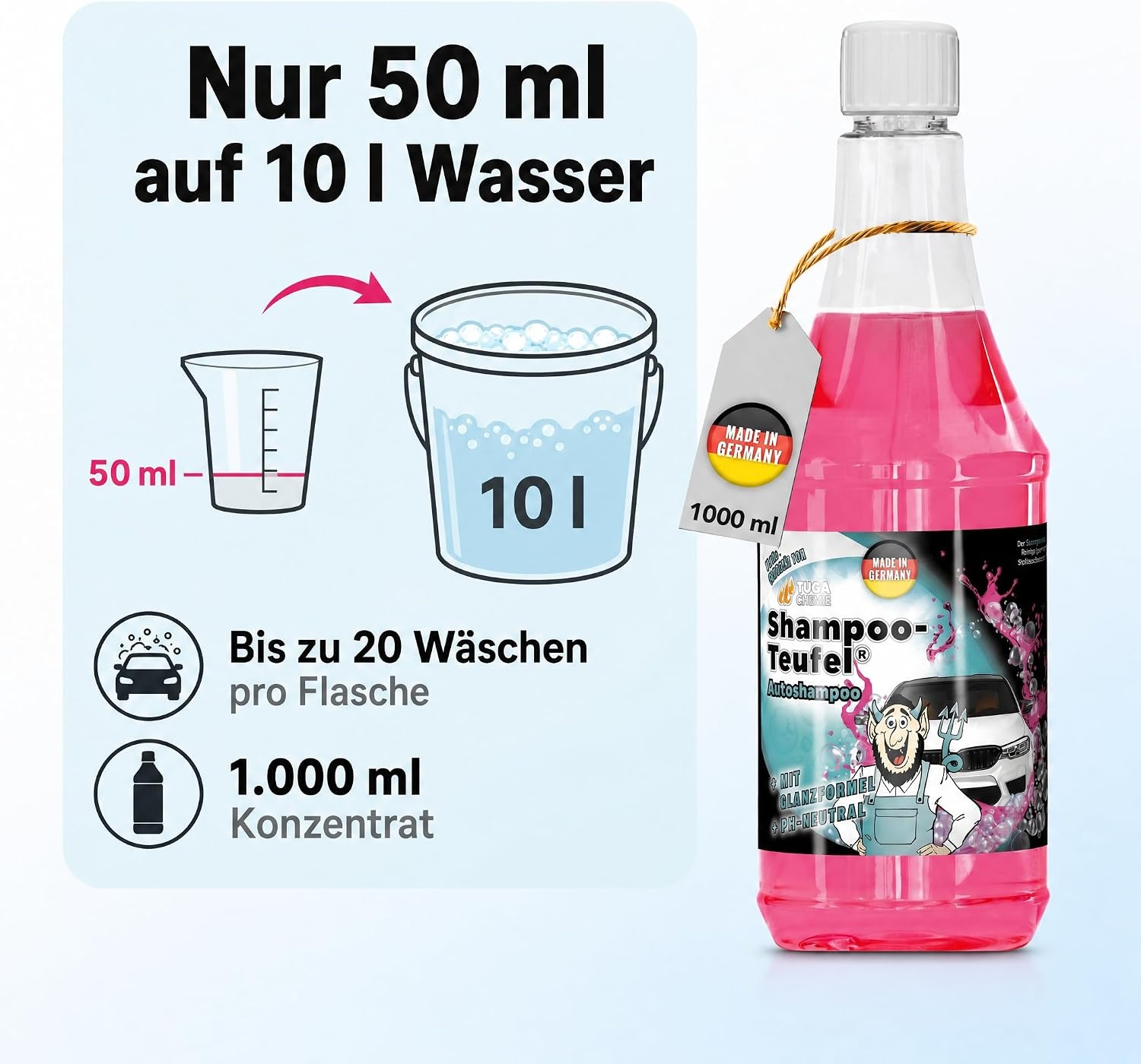 image:imageTUGA Chemie ShampooTeufel Autoshampoo Konzentrat pHneutral 1 L