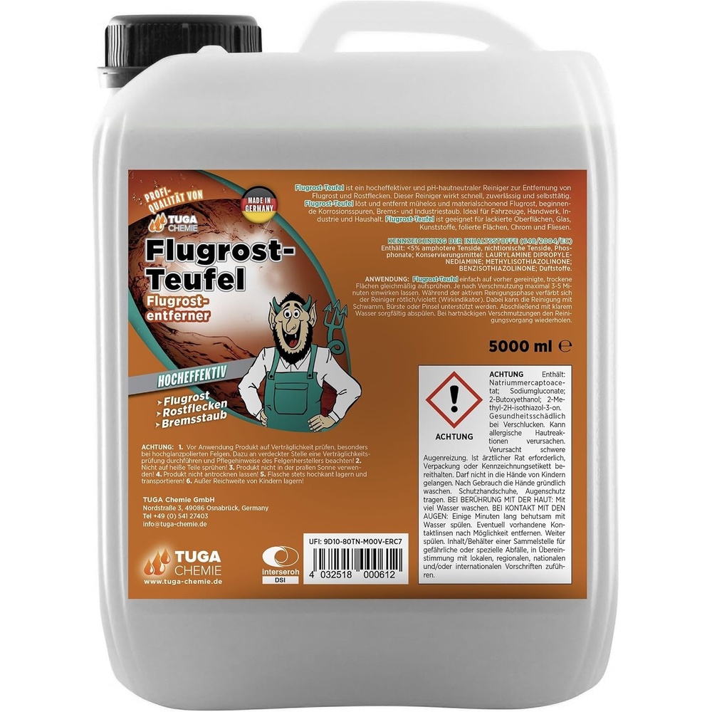 image:imageTUGA Chemie FlugrostTeufel Flugrostentferner pH hautneutral 5 L Kanister