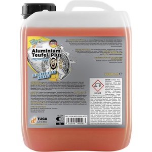 TUGA Chemie Aluminium-Teufel Felgenreiniger– säurehaltig, extra stark gegen Bremsstaub & Flugrost, für Alu- und Stahlfelgen, Felgenreiniger – 5 L Kanister – Made in Germany